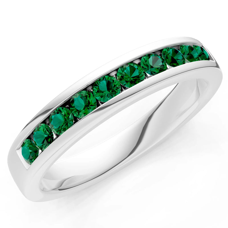 Emerald Minimalist Channel Set Round Cut Half Eternity