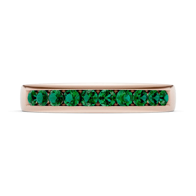 Emerald Minimalist Channel Set Round Cut Half Eternity