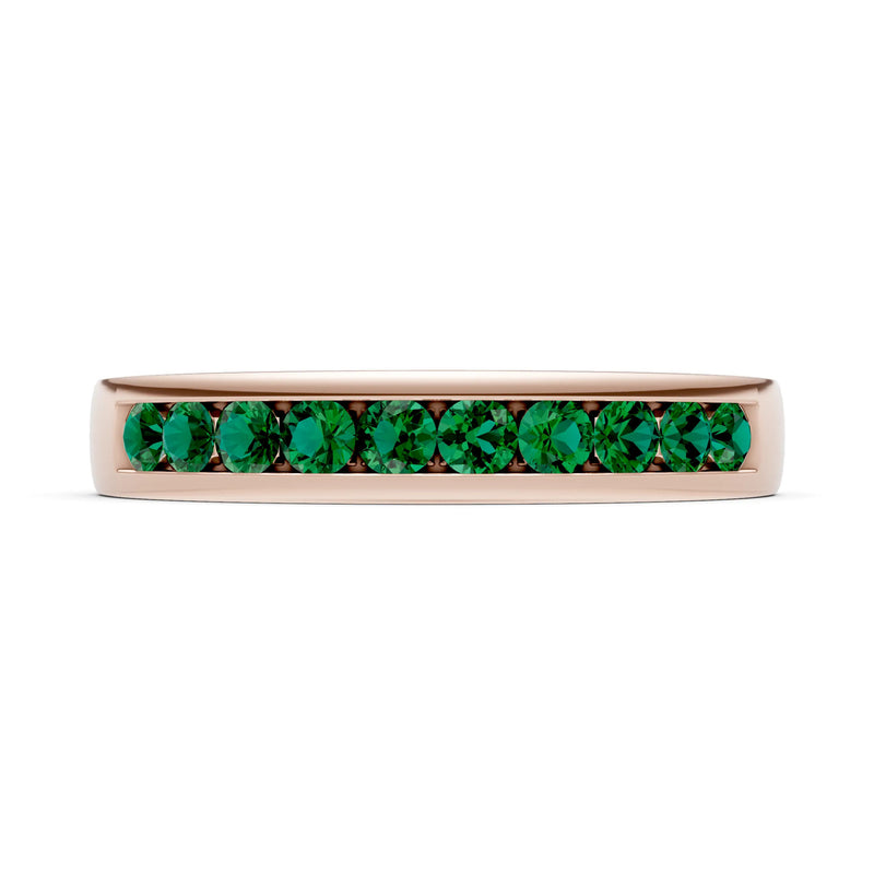 Emerald Minimalist Channel Set Round Cut Half Eternity