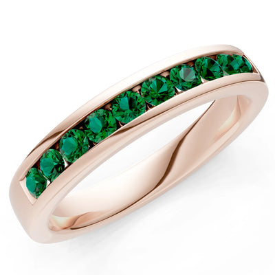 Emerald Minimalist Channel Set Round Cut Half Eternity