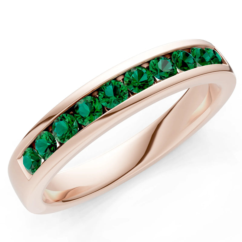 Emerald Minimalist Channel Set Round Cut Half Eternity