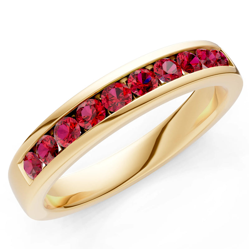 Round Cut Gemstone Minimalist Channel Set Half Eternity