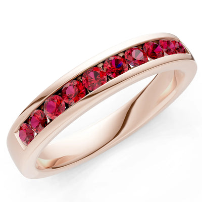 Round Cut Gemstone Minimalist Channel Set Half Eternity