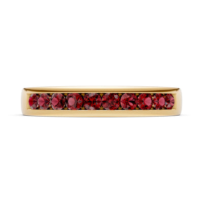 Garnet Minimalist Channel Set Round Cut Half Eternity