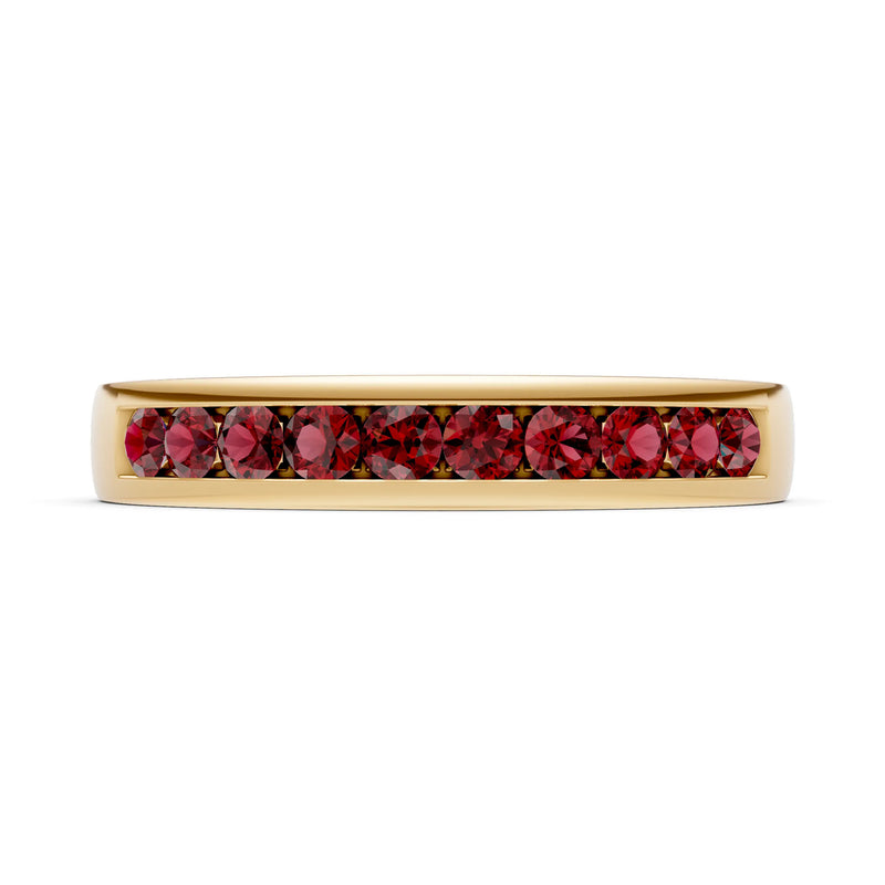 Garnet Minimalist Channel Set Round Cut Half Eternity