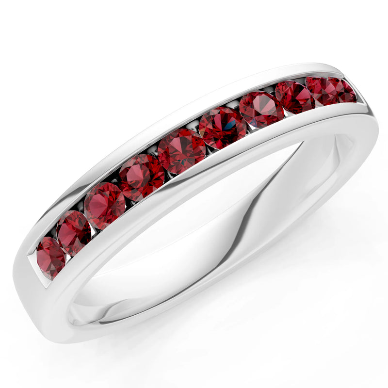 Round Cut Gemstone Minimalist Channel Set Half Eternity