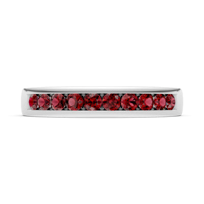 Garnet Minimalist Channel Set Round Cut Half Eternity