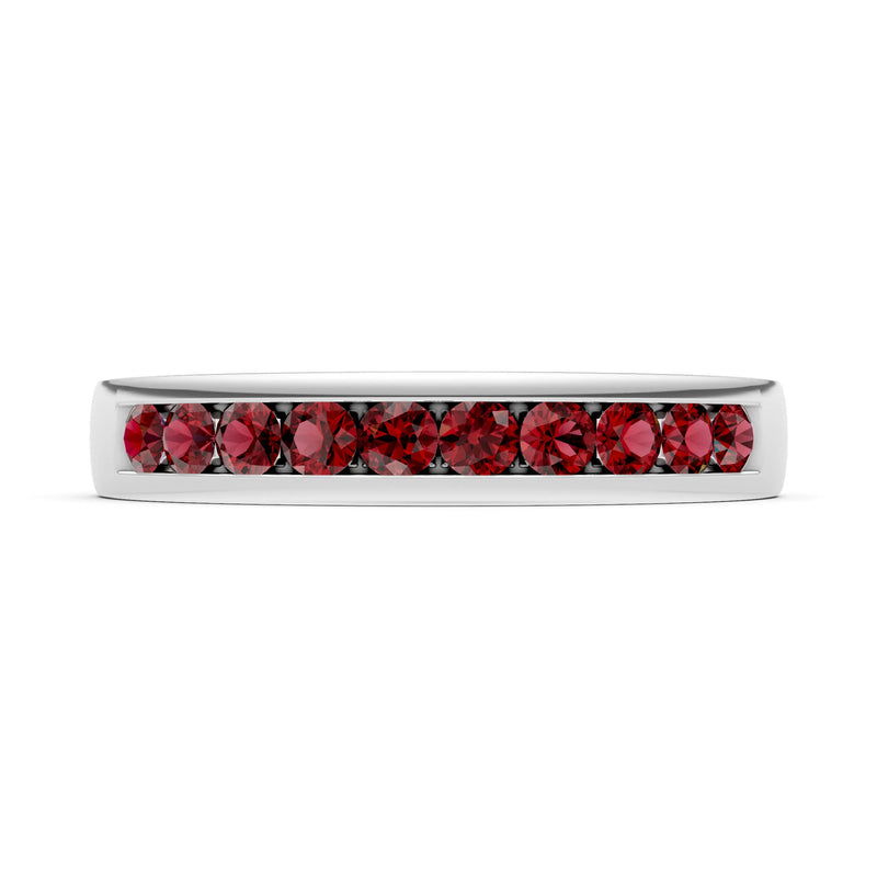 Garnet Minimalist Channel Set Round Cut Half Eternity
