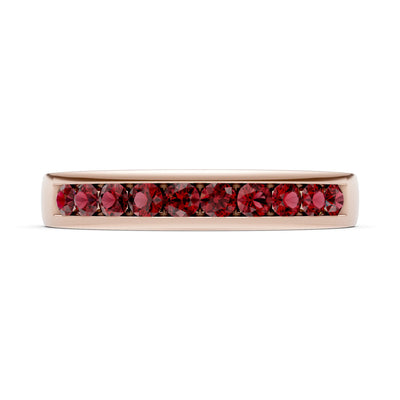 Garnet Minimalist Channel Set Round Cut Half Eternity
