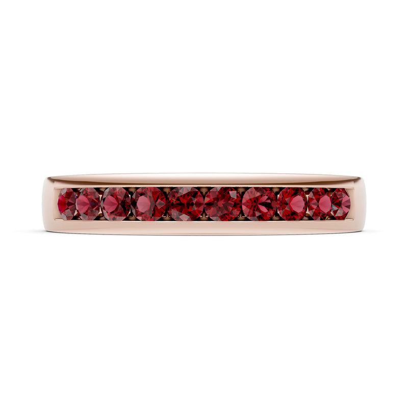 Garnet Minimalist Channel Set Round Cut Half Eternity