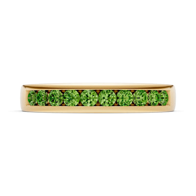 Peridot Minimalist Channel Set Round Cut Half Eternity