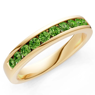 Peridot Minimalist Channel Set Round Cut Half Eternity