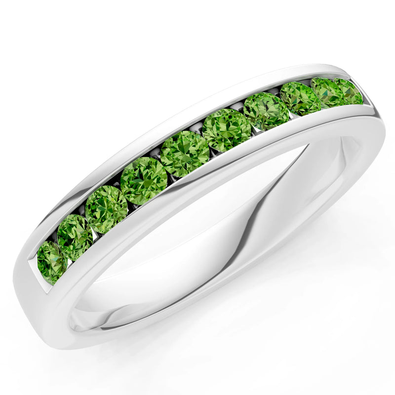 Round Cut Gemstone Minimalist Channel Set Half Eternity