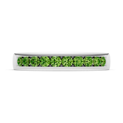 Peridot Minimalist Channel Set Round Cut Half Eternity