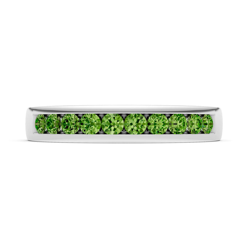 Peridot Minimalist Channel Set Round Cut Half Eternity