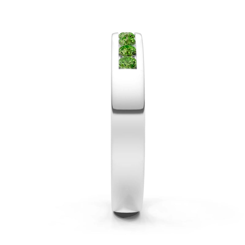 Peridot Minimalist Channel Set Round Cut Half Eternity