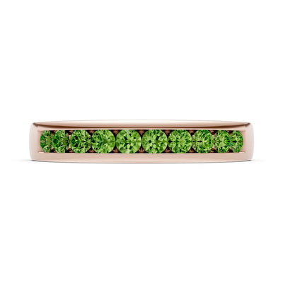 Peridot Minimalist Channel Set Round Cut Half Eternity