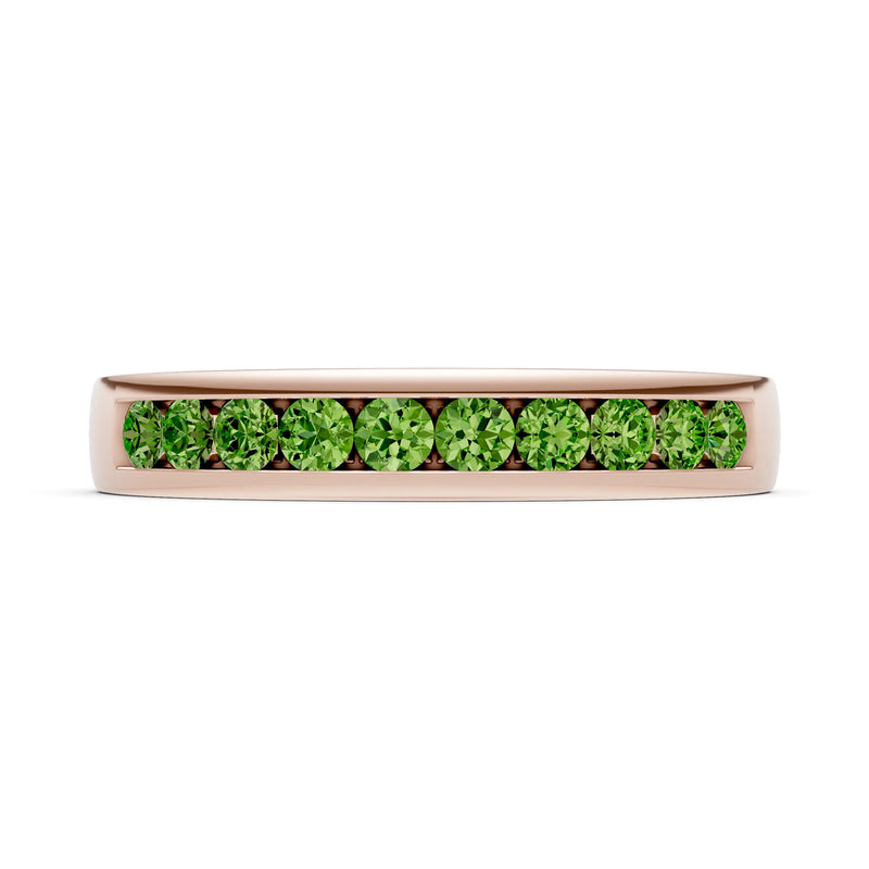 Peridot Minimalist Channel Set Round Cut Half Eternity