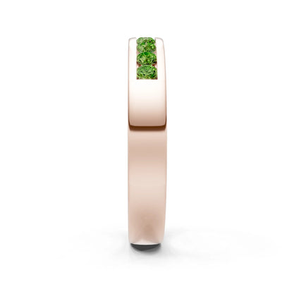Peridot Minimalist Channel Set Round Cut Half Eternity
