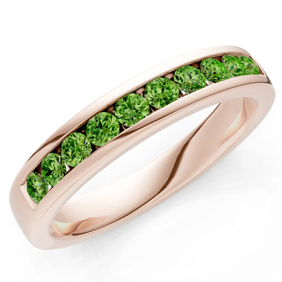 Peridot Minimalist Channel Set Round Cut Half Eternity
