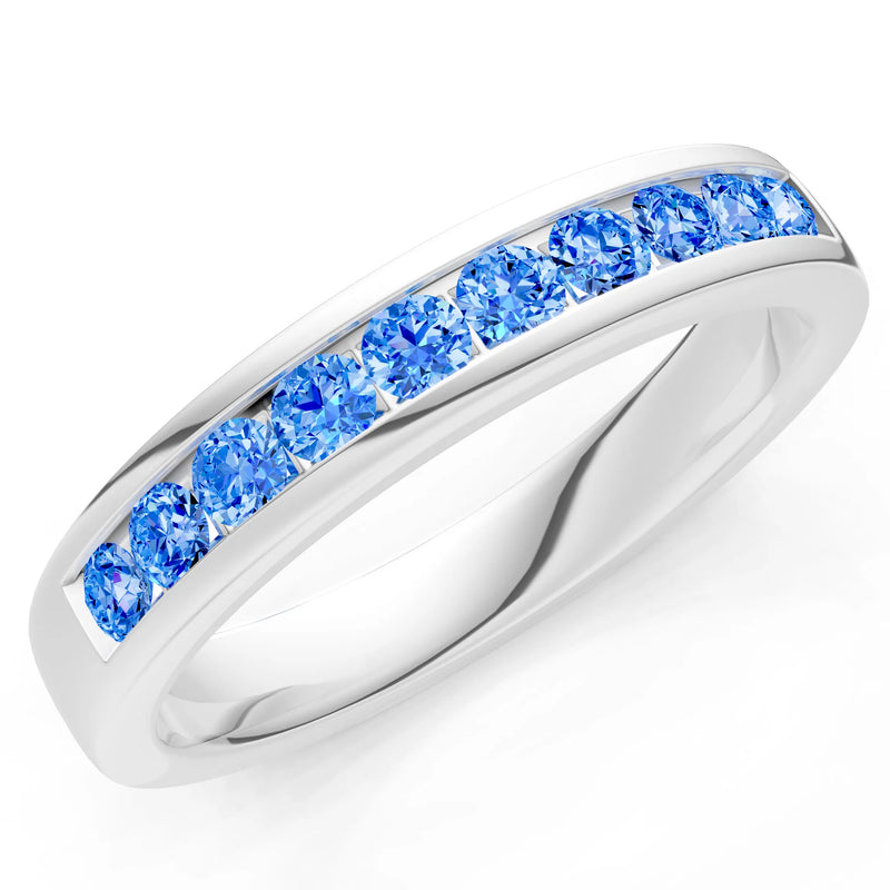 Round Cut Gemstone Minimalist Channel Set Half Eternity