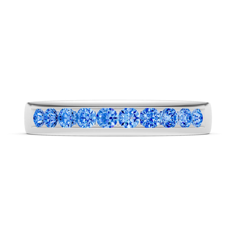 Swiss Blue Topaz Minimalist Channel Set Round Cut Half Eternity