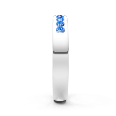 Swiss Blue Topaz Minimalist Channel Set Round Cut Half Eternity