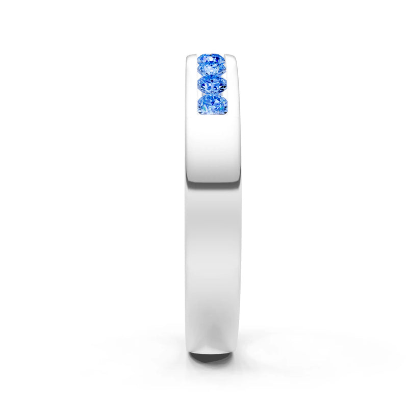 Swiss Blue Topaz Minimalist Channel Set Round Cut Half Eternity
