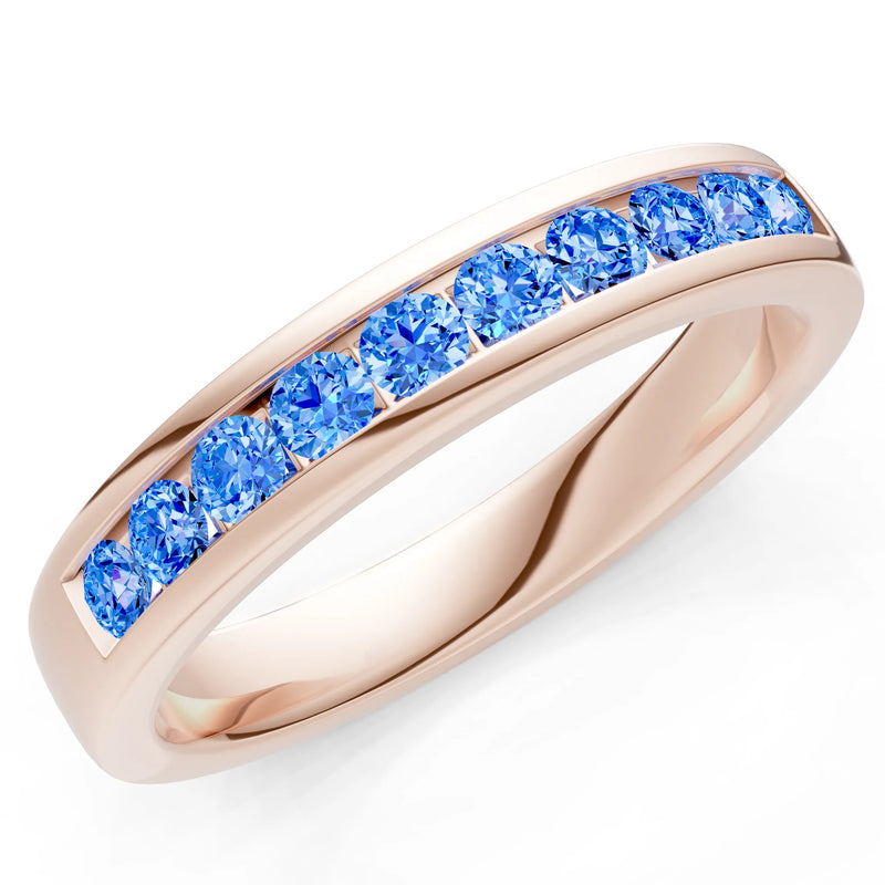 Round Cut Gemstone Minimalist Channel Set Half Eternity