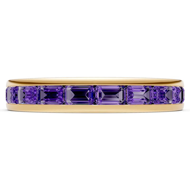 Amethyst Emerald-Cut Channel Set Half Eternity Band