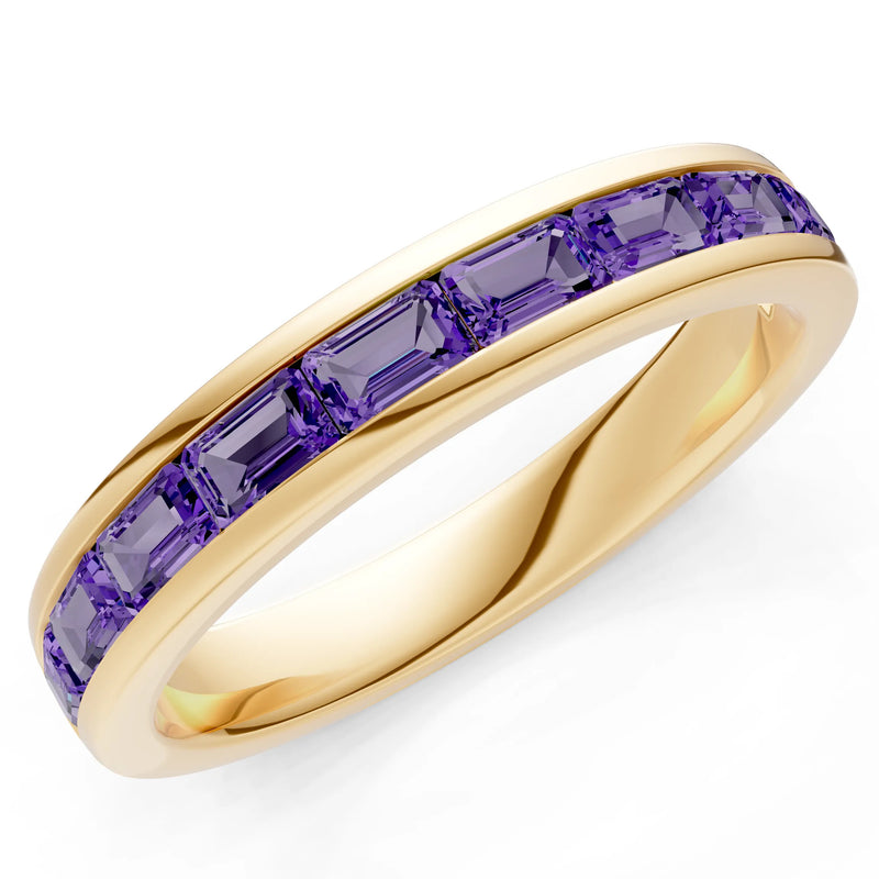 Amethyst Emerald-Cut Channel Set Half Eternity Band