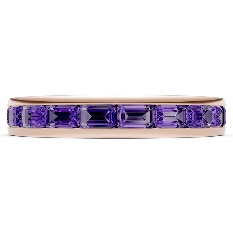 Amethyst Emerald-Cut Channel Set Half Eternity Band
