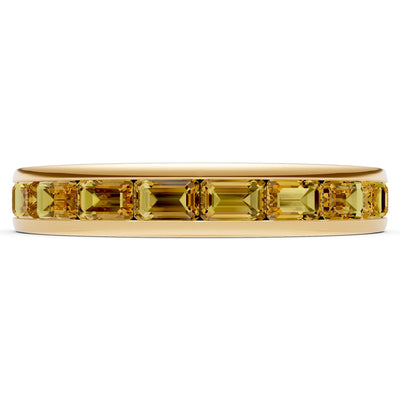 Citrine Minimalist Emerald-Cut Channel Set Half Eternity Band