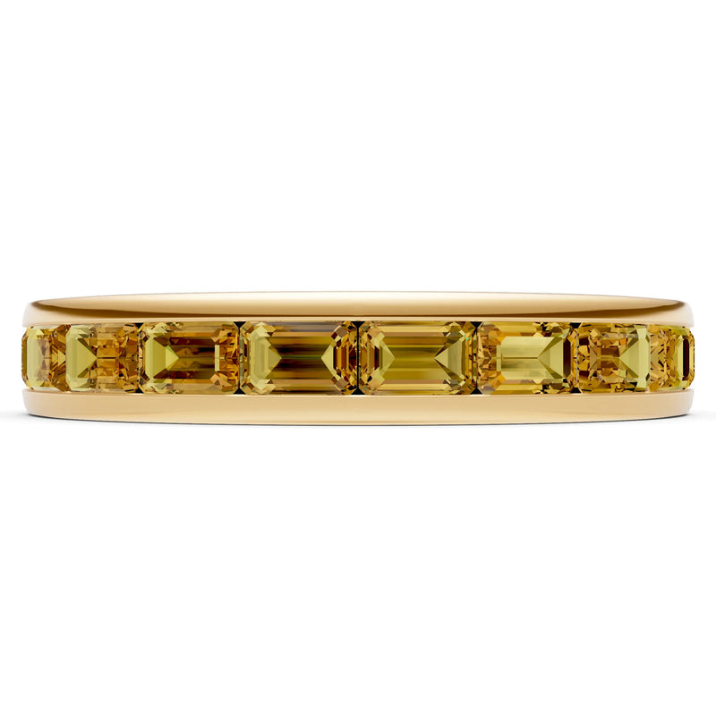 Citrine Minimalist Emerald-Cut Channel Set Half Eternity Band