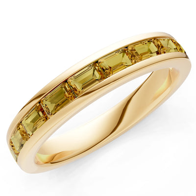Citrine Minimalist Emerald-Cut Channel Set Half Eternity Band
