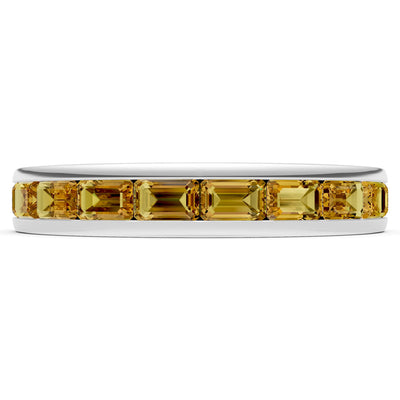 Citrine Minimalist Emerald-Cut Channel Set Half Eternity Band
