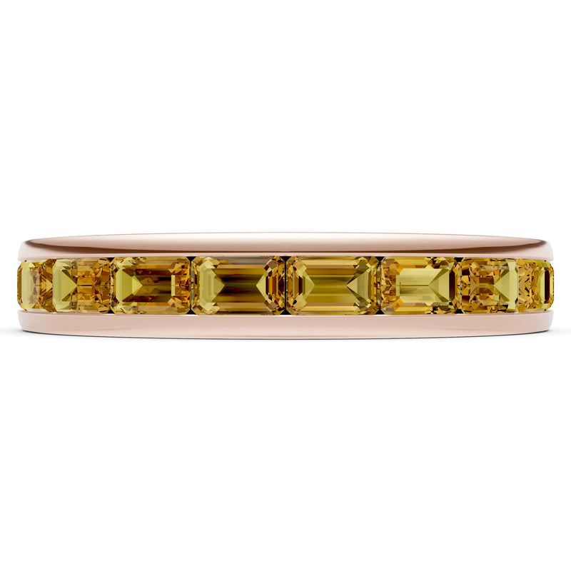 Citrine Minimalist Emerald-Cut Channel Set Half Eternity Band