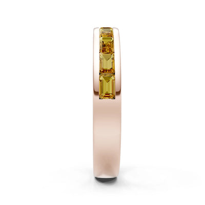 Citrine Minimalist Emerald-Cut Channel Set Half Eternity Band