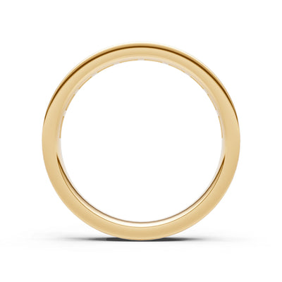 Blue Sapphire Emerald-Cut Channel Set Half Eternity Band