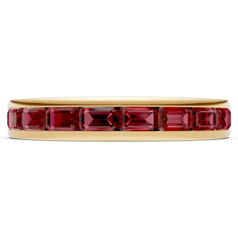 Garnet Emerald-Cut Channel Set Half Eternity Band