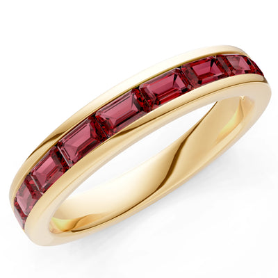 Garnet Emerald-Cut Channel Set Half Eternity Band
