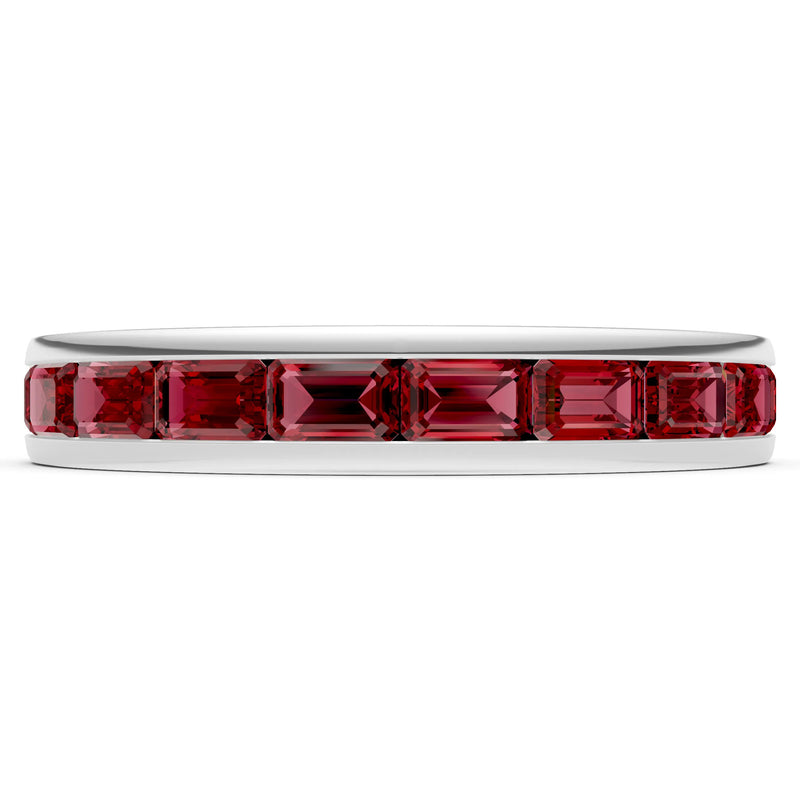 Garnet Emerald-Cut Channel Set Half Eternity Band