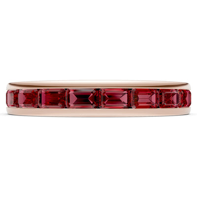 Garnet Emerald-Cut Channel Set Half Eternity Band