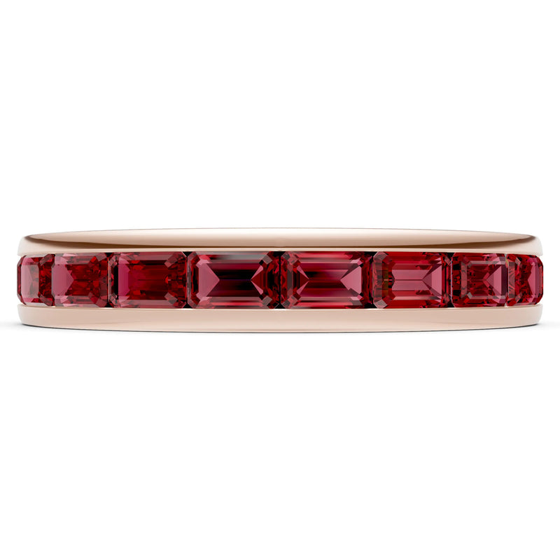 Garnet Emerald-Cut Channel Set Half Eternity Band