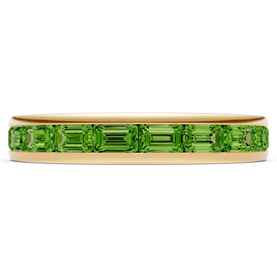 Peridot Minimalist Emerald-Cut Channel Set Half Eternity Band