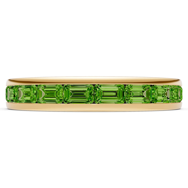 Peridot Minimalist Emerald-Cut Channel Set Half Eternity Band