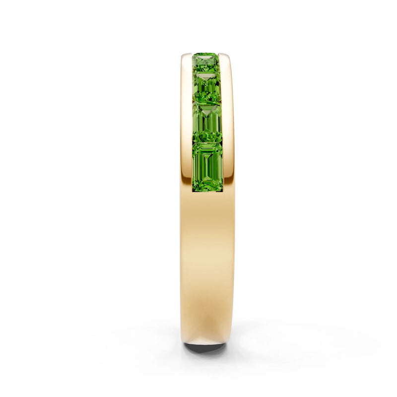 Peridot Minimalist Emerald-Cut Channel Set Half Eternity Band