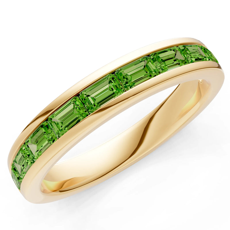 Peridot Minimalist Emerald-Cut Channel Set Half Eternity Band