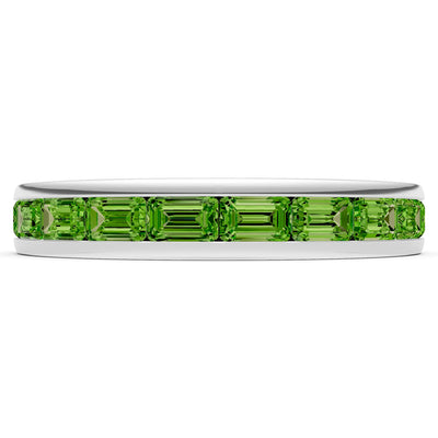 Peridot Minimalist Emerald-Cut Channel Set Half Eternity Band