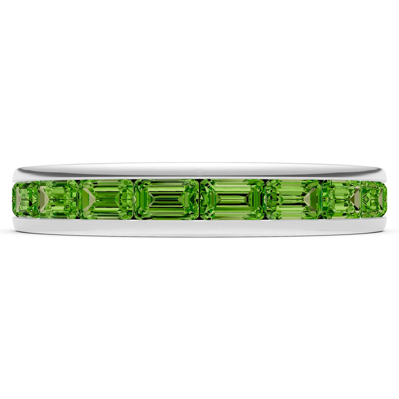 Peridot Minimalist Emerald-Cut Channel Set Half Eternity Band